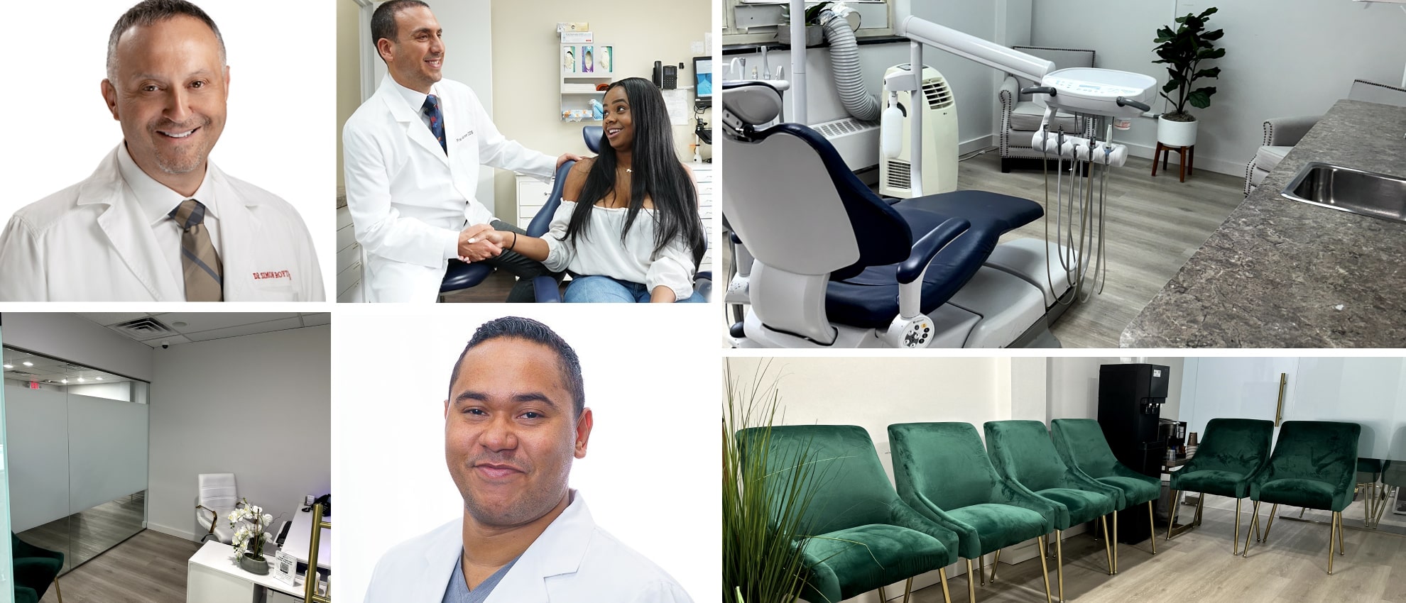 Dental Group of Westchester team, doctors and dental office photos collage